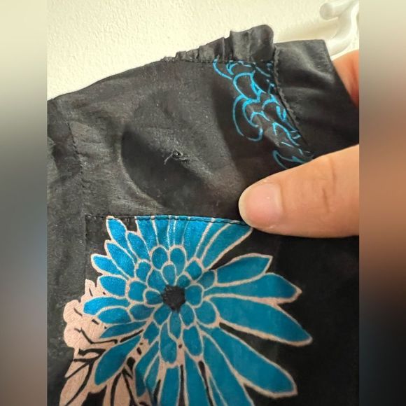 Ann Taylor Loft Black Blue Multi Color Floral Sheer Blouse Size Small Petite - Picture 10 of 10